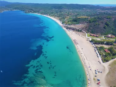 Plot on the first row from the beach. Ormos Panagia.