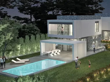 Cottages "premium class" under construction. Pefkohori.